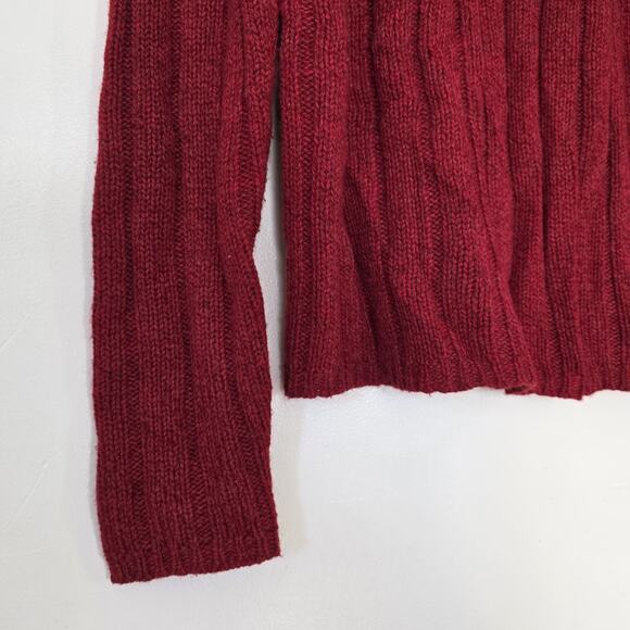 Vintage Y2K Abercrombie and Fitch Mens M Lambs Wool Ribbed Fisherman Sweater Red - Picture 4 of 9